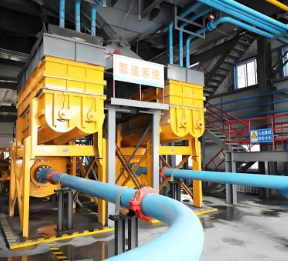 Wear-resistant pipework in an industrial material handling installation